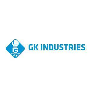 Icon of an industrial factory building in orange line-art inside a circle, representing industry or manufacturing.